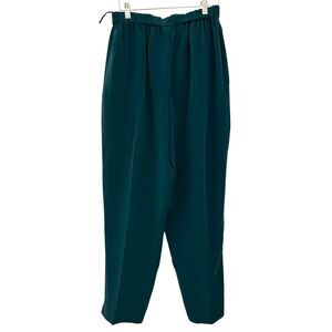 Don Bright Green Appleseeds 100% Silk Elastic Waist Flowy Pants Size XL NWT